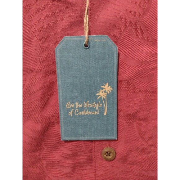 New NWT Caribbean Roundtree & Yorke Red Hawaiian Floral Button Shirt Mens XL - Picture 3 of 12
